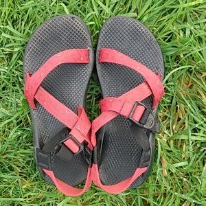 Chaco Red Print Hiking Sandals, Size 7